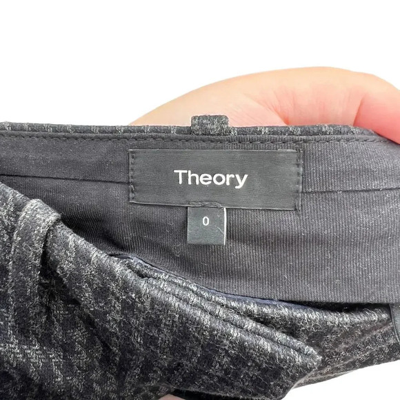 Theory Tailored Trouser in Houndstooth Twill Gray Black Size 0 - Picture 11 of 13